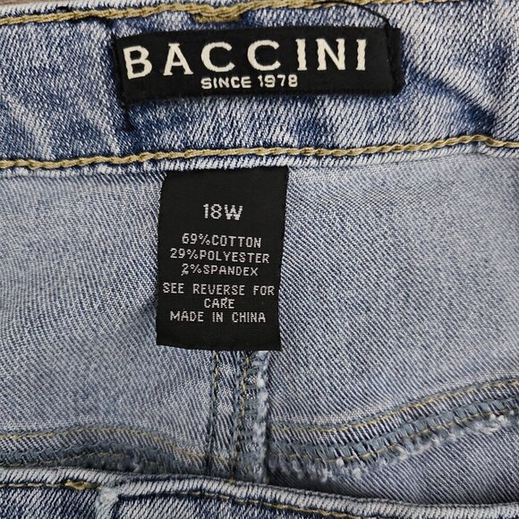 Baccini Denim Vintage Tailored Boho Midi Stretch Pencil Skirt - Picture 2 of 7